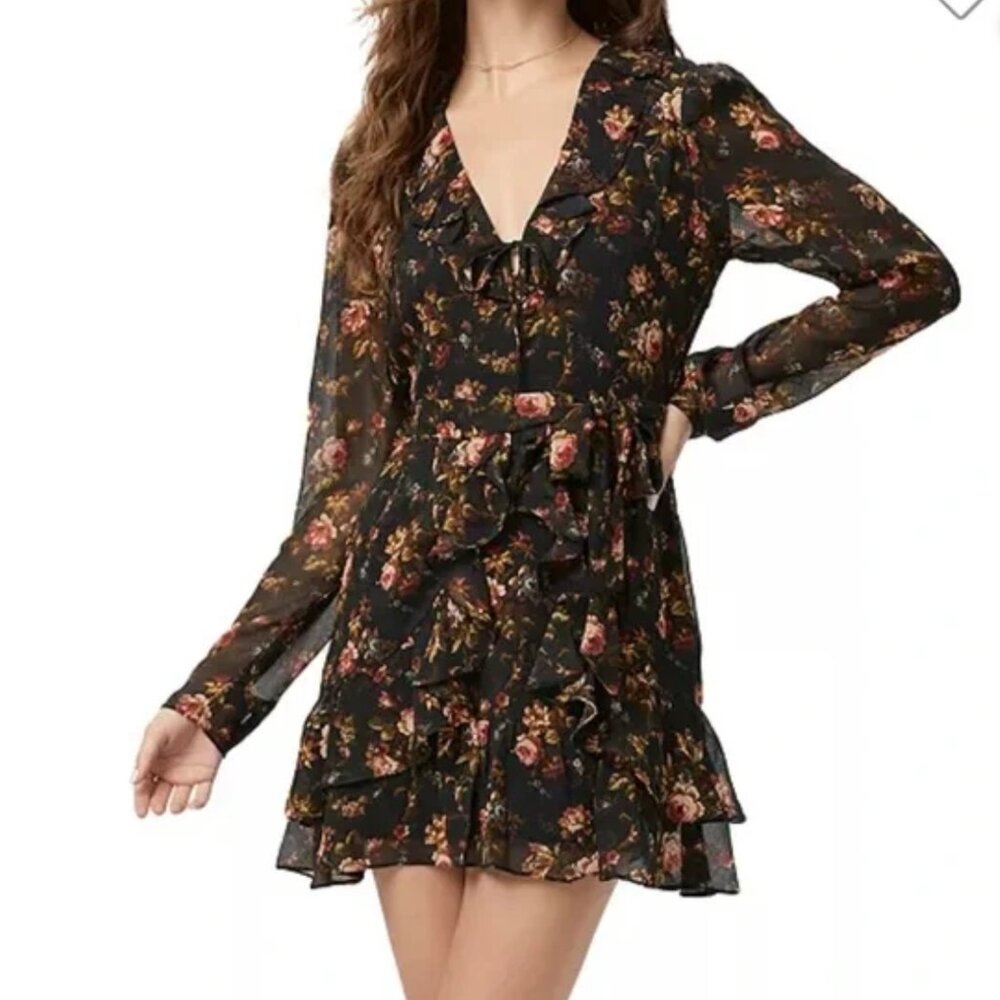 PAIGE Tamera Silk Ruffled Mini Dress Small